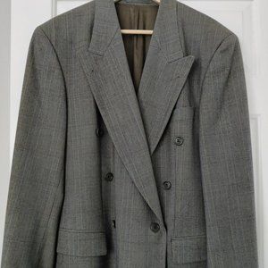 HUGO BOSS MEN'S SLIM FIT GREY WOOL DOUBLE BREASTED SPORT COAT 44R